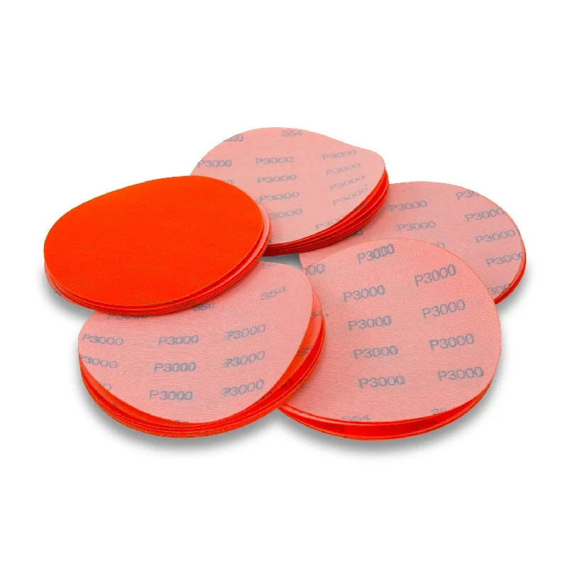 6 Inch Hook and Loop Orange Wet / Dry Auto Body Film Sanding Discs, 50 Pack