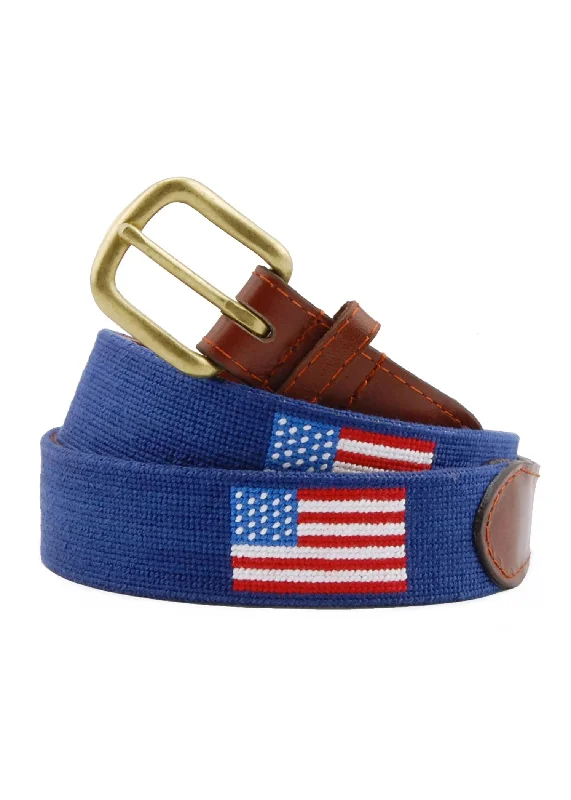 AMERICAN FLAG NEEDLEPOINT BELT - NAVY