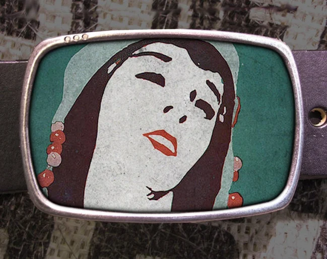 Beaded Sad Girl Belt Buckle