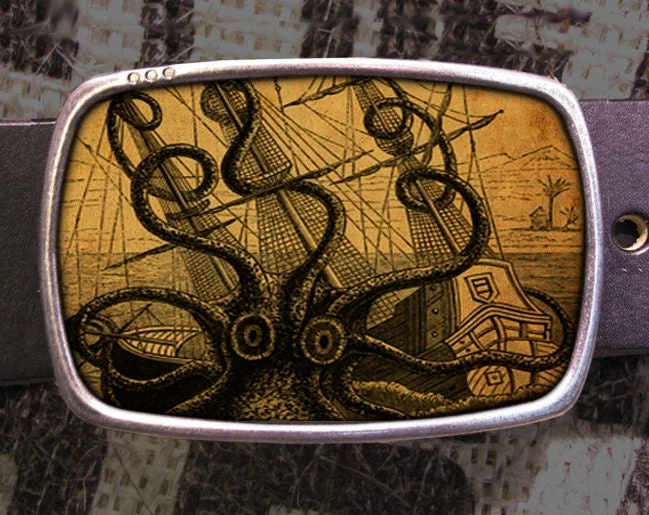 Octopus Attacks Belt Buckle