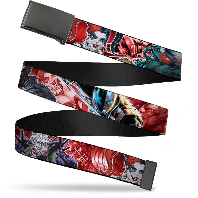 Black Buckle Web Belt - 5-Suicide Squad Villains Group Reds Webbing