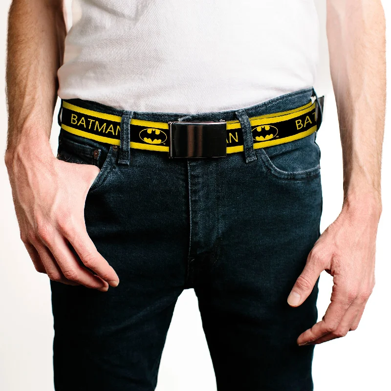 Black Buckle Web Belt - BATMAN/Logo Stripe Yellow/Black Webbing