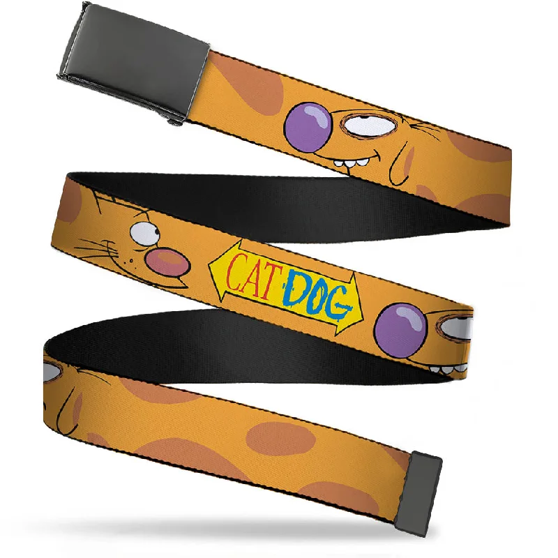 Black Buckle Web Belt - CatDog Stretch/CATDOG Logo Webbing