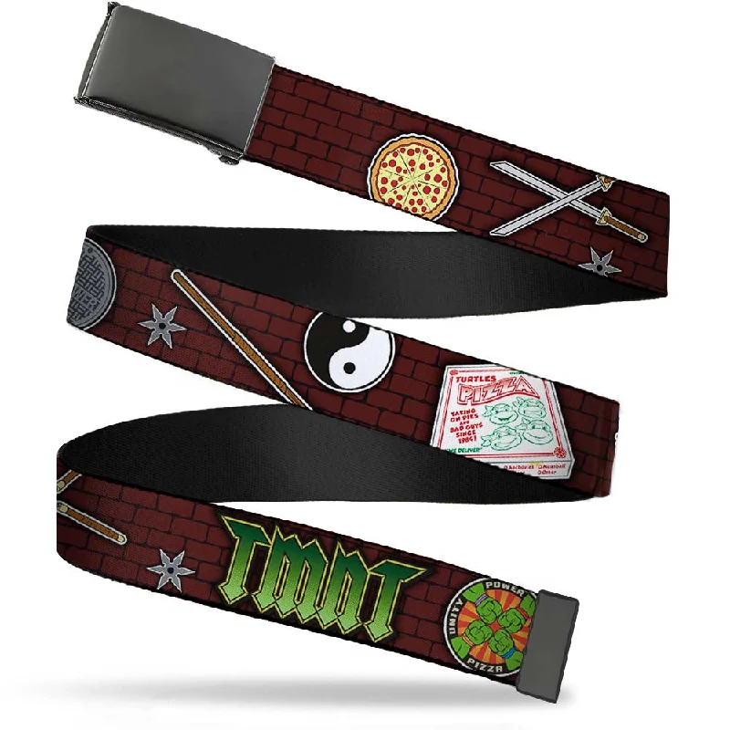 Black Buckle Web Belt - Classic TMNT Gear/Elements Brick Wall Webbing