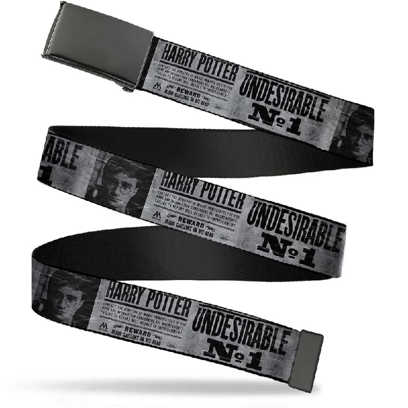 Black Buckle Web Belt - Harry Potter UNDESIRABLE NO 1 White/Black Webbing