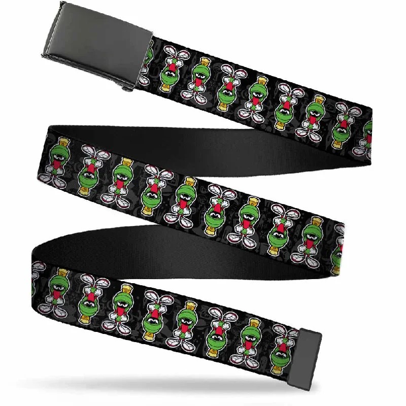 Black Buckle Web Belt - Marvin the Martian Pose Flip/Lab Equipment Black/Gray Webbing