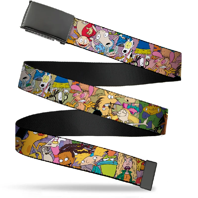 Black Buckle Web Belt - Nick 90's Rewind Character Mash Up Collage2 Pinks Webbing