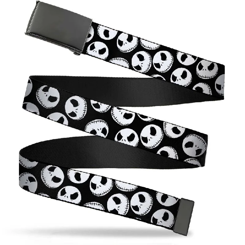 Black Buckle Web Belt - Nightmare Before Christmas Jack Expressions Scattered Black/White Webbing