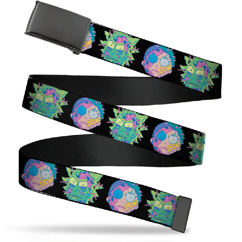 Black Buckle Web Belt - Rick and Morty Cell Faces Black Webbing