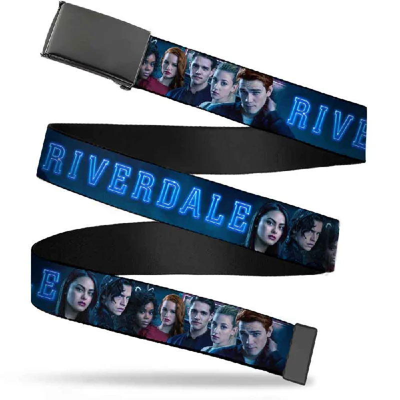 Black Buckle Web Belt - RIVERDALE 7-Character Group Pose Blues Webbing