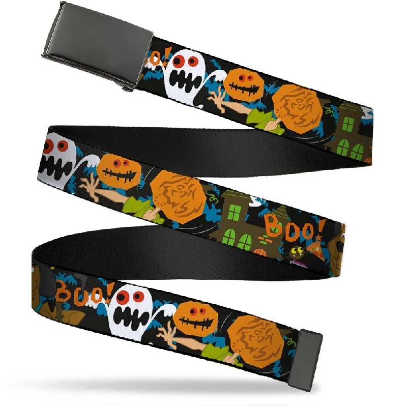 Black Buckle Web Belt - Scooby Doo Halloween2/Ghosts BOO! Webbing