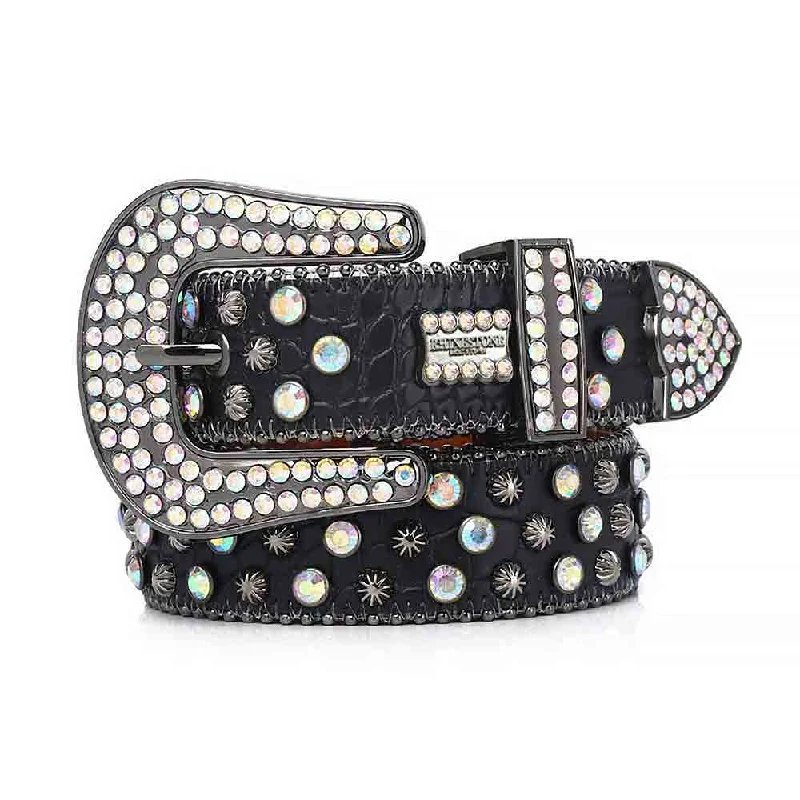 Black Strap With Multi Bling Stones BB Rhinestones Belt