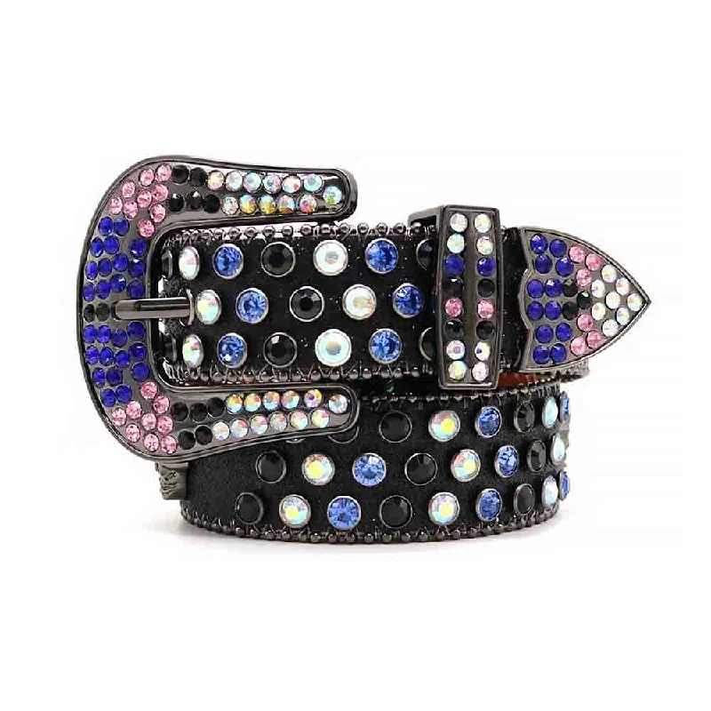 Black Skull Strap With Multi Studded Rhinestone Belt