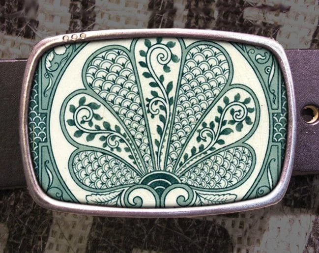 Blue Fan Pattern Belt Buckle