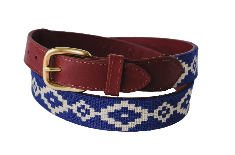 Blue Gaucho Needlepoint Belt