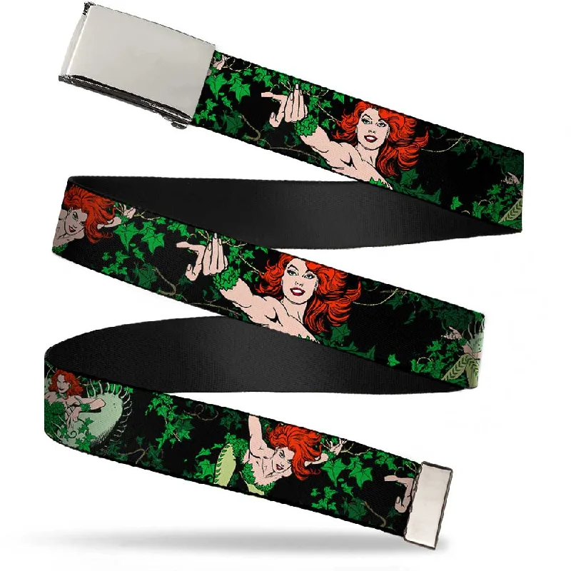 Chrome Buckle Web Belt - DC Originals Poison Ivy 3-Poses/Ivy Black/Greens Webbing