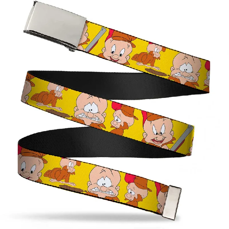 Chrome Buckle Web Belt - Elmer Fudd Expressions Yellow Webbing