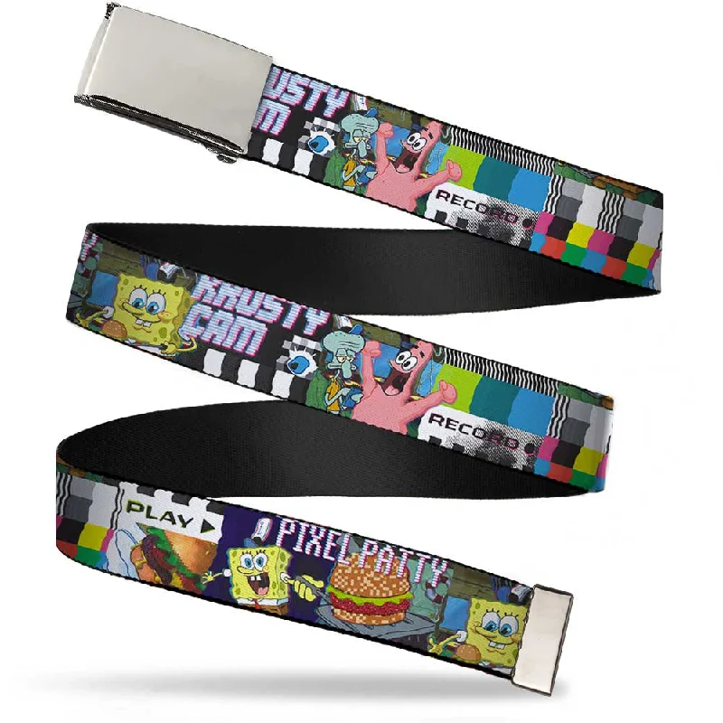 Chrome Buckle Web Belt - Krusty Krab Cam Scenes PIXEL PATTY-KRUSTY CAM Webbing