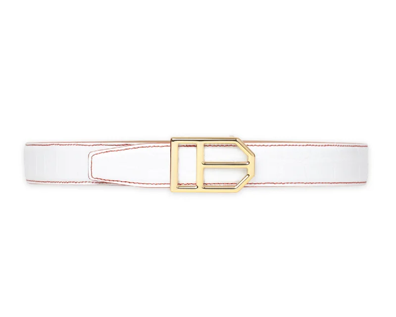 Collins Women’s Belt - White with Burnt Orange Trim