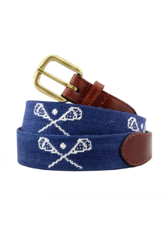 CROSSED LAX STICKS NEEDLEPOINT BELT