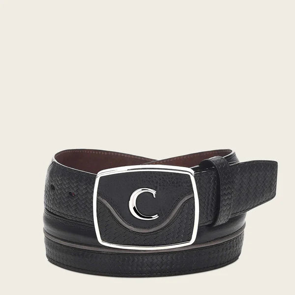 Cuadra Men's Leather Belt, Black