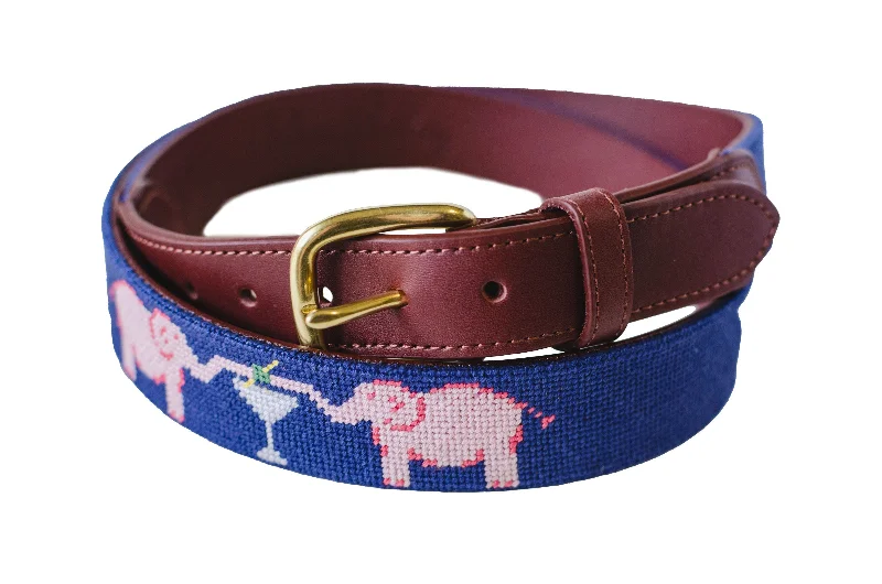 Elephant Martini Needlepoint Belt