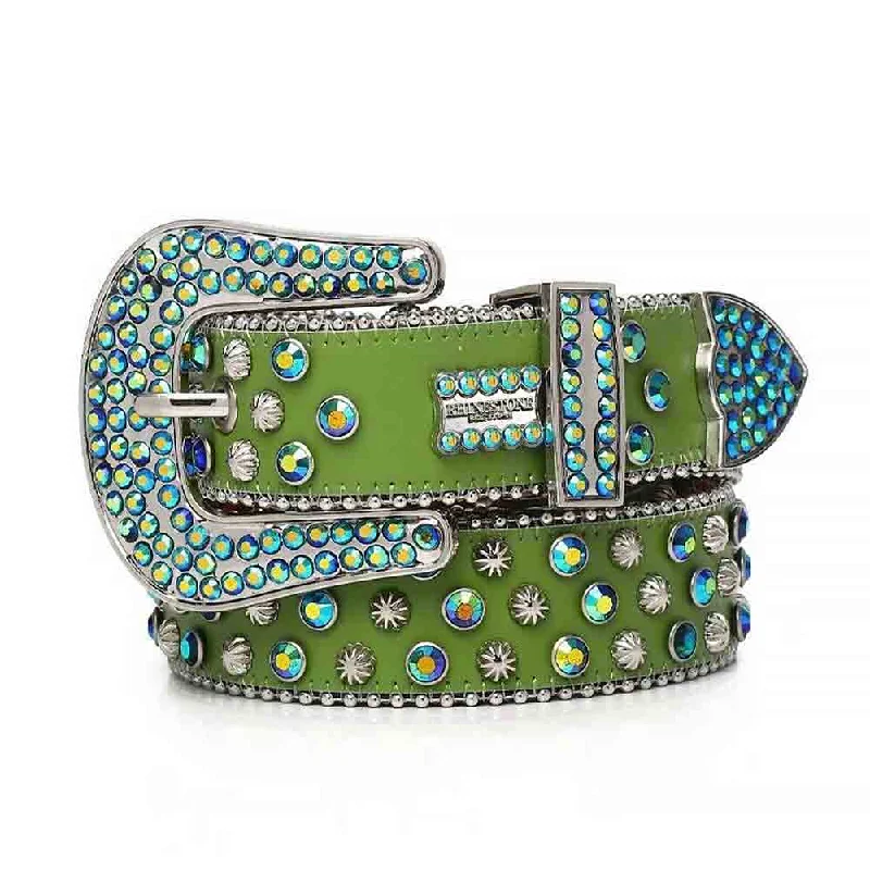 Green Strap With Multi Rhinestone BB Belt