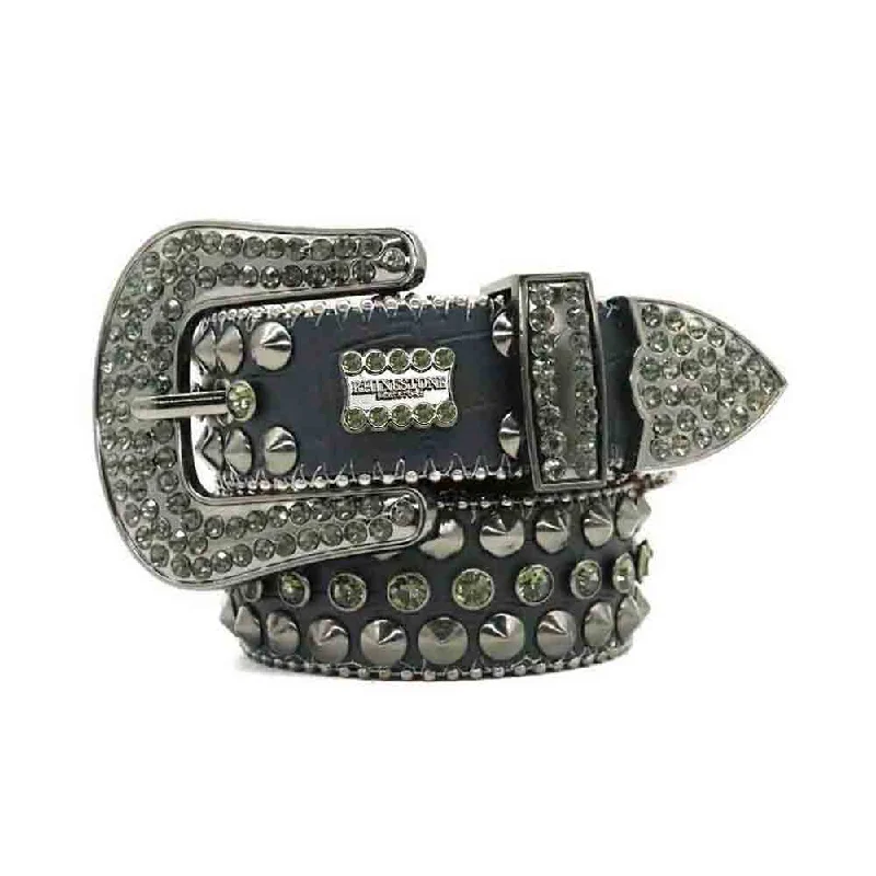 Grey Strap With Antique Crystal Studded Rhinestone BB Belt