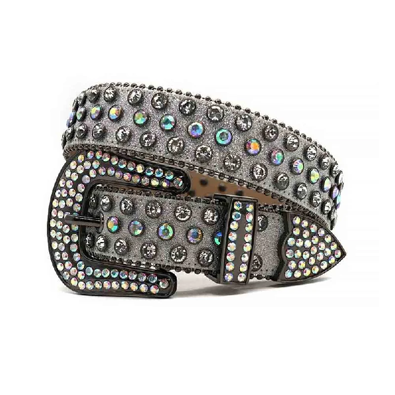 Grey Strap With Multi Studded Rhinestone Belt