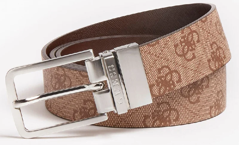 Guess Reversible & Adjustable 4G Belt In Brown For Men