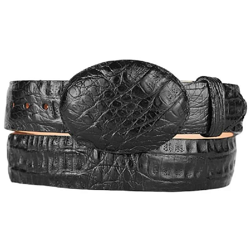 Los Altos Boots Men's Caiman Belly Western Belt, Black