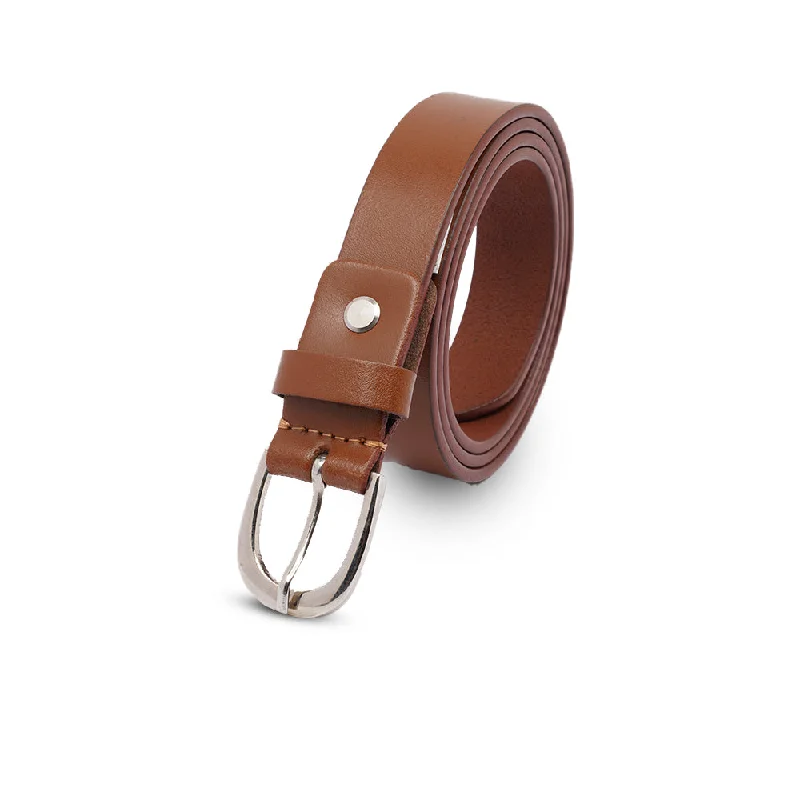 Men's Brown Leather Belt with Silver Buckle