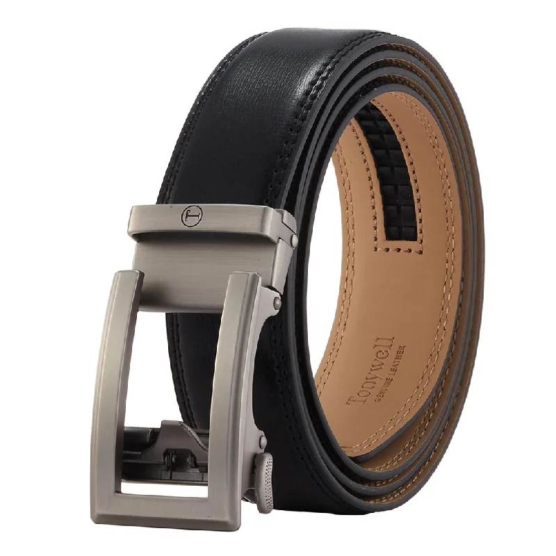 Mens Dress Belt Black Belt Gun Buckle 35mm