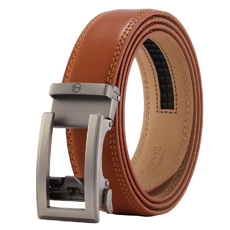 Mens Dress Belt Light Brown Belt Gun Buckle 35mm