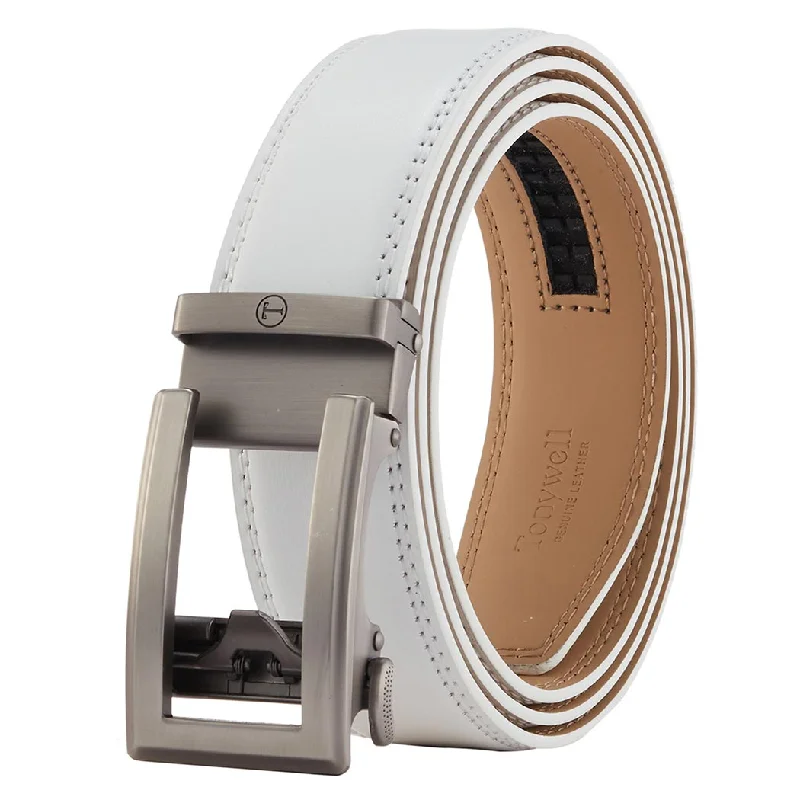 Mens Dress Belt White Belt Gun Buckle 35mm