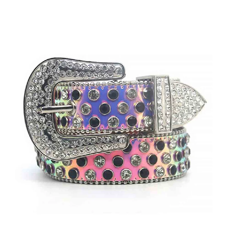 Multi Strap With Black & Silver Studded Rhinestone Belt