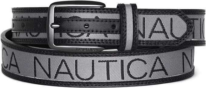 Nautica Men's Bold Fashion and Dress Leather Belt with Metal Buckle