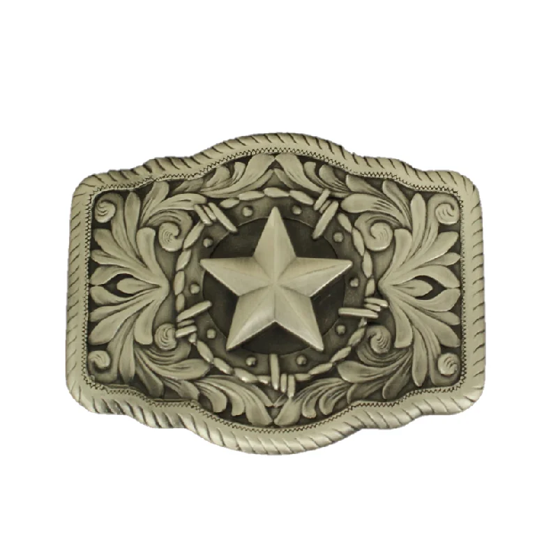 Nocona Men's Star Antique Silver Belt Buckle