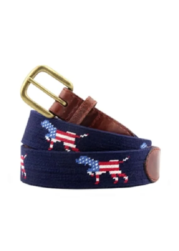 PATRIOTIC DOG ON POINT NEEDLEPOINT BELT