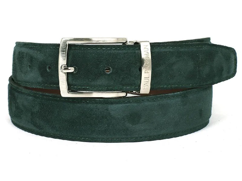 PAUL PARKMAN Men's Green Suede Belt (ID#B06-GREEN)