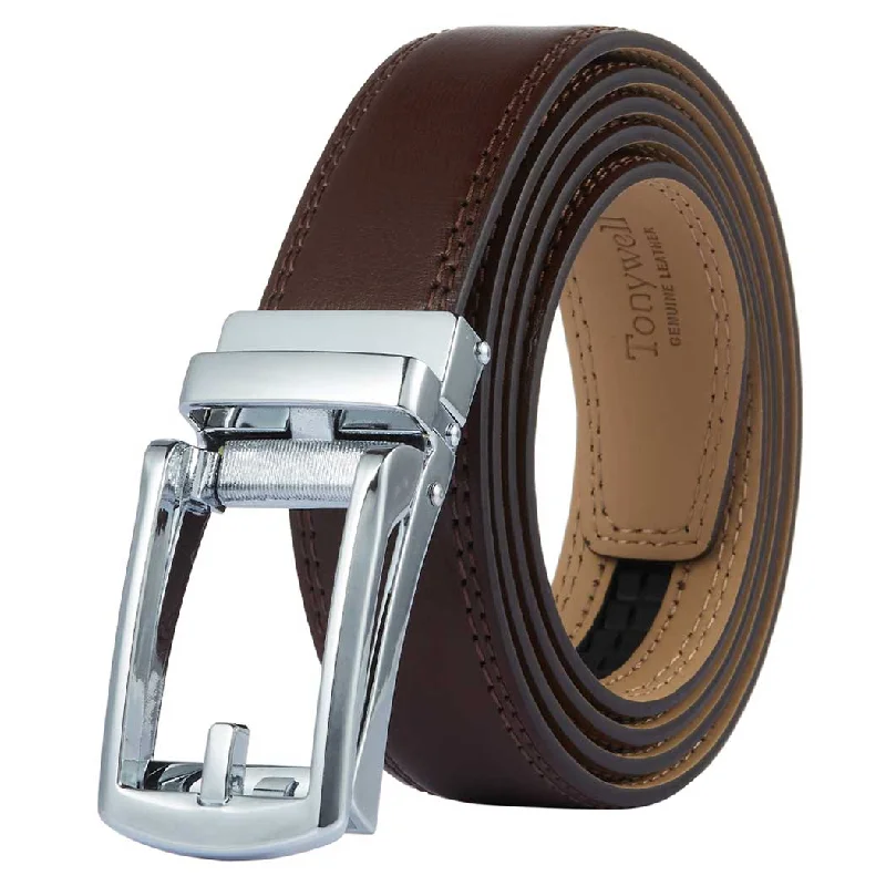 brown belt with silver buckle