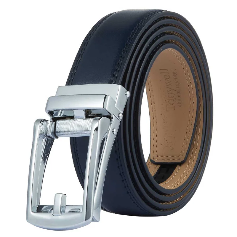 dark blue belt with silver buckle