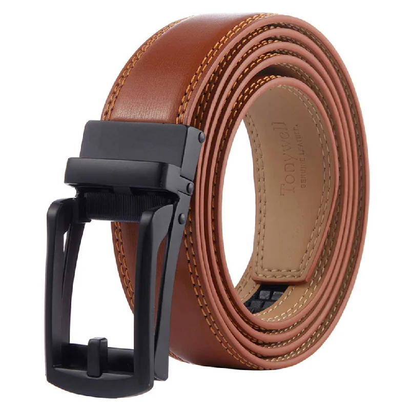 light brown belt with black buckle