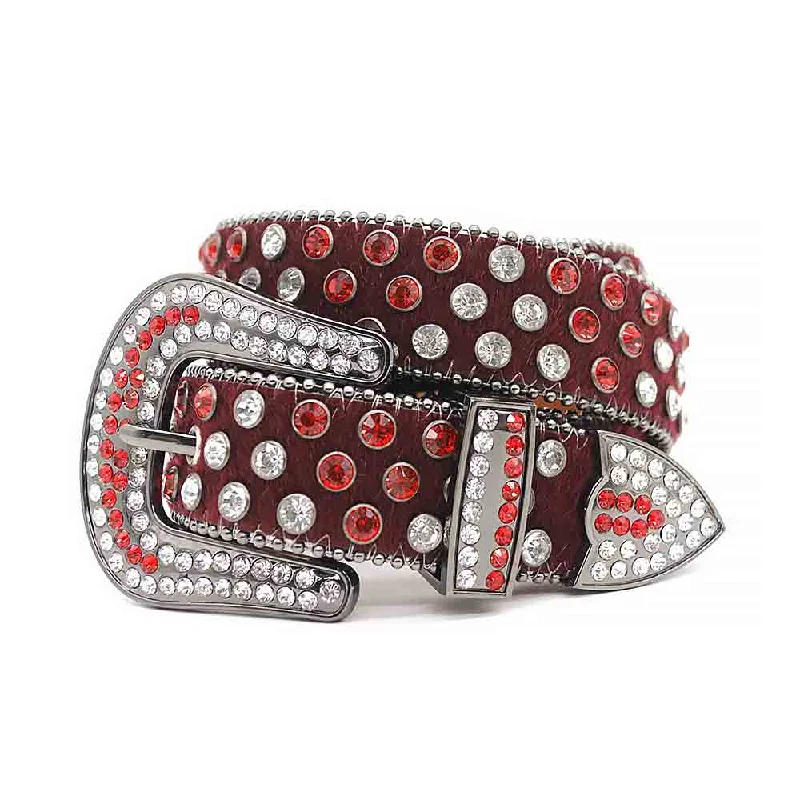 Red Strap With Red & Silver Shiny Rhinestone Belt