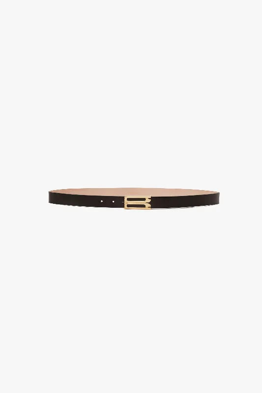 Frame Belt In Black Glossed Leather