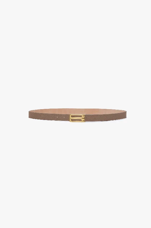 Frame Belt In Dove Grey Grained Leather