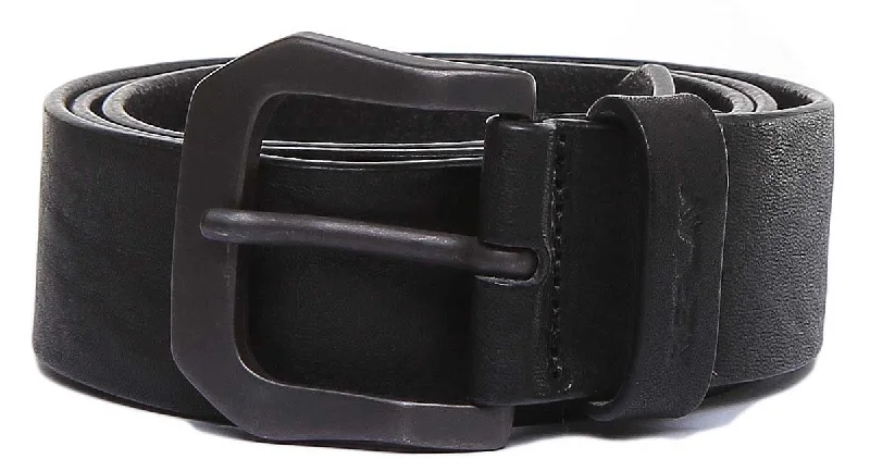 Replay Mens Leather Belt In Black