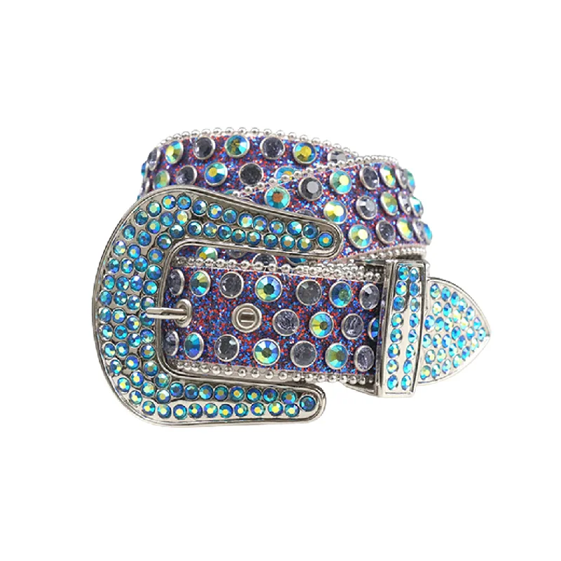 Shiny Purple Strap With Multi & Purple Studded Rhinestone Belt