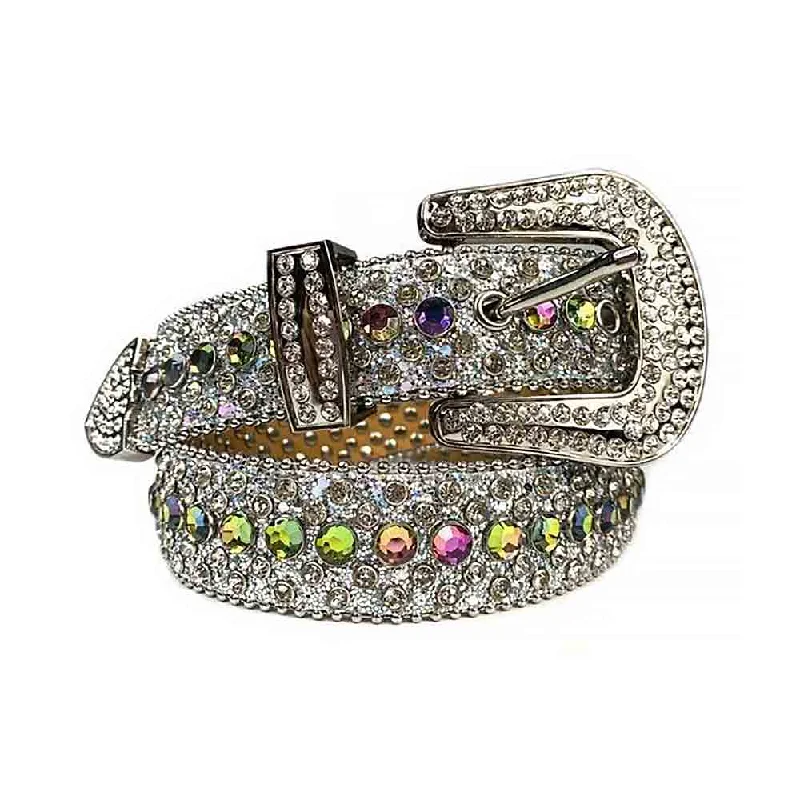 Silver Strap With Multi Colour Studded Rhinestone Belt