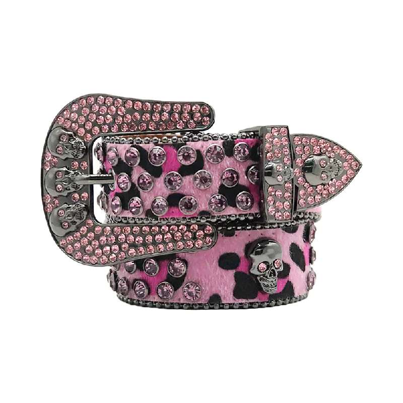 Skull Pink With Pink Crystal Rhinestone Belt